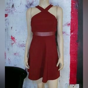 NWT $69 A-line halter dress burgandy Sz L zip back